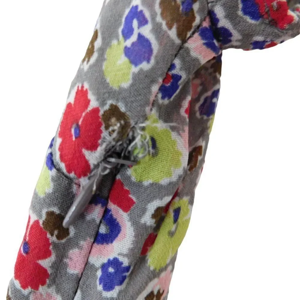 Boden Womens Top Size US 8 Gray Pink Floral Ditsy Print Short Sleeve V Neck Y2K - Picture 5 of 5